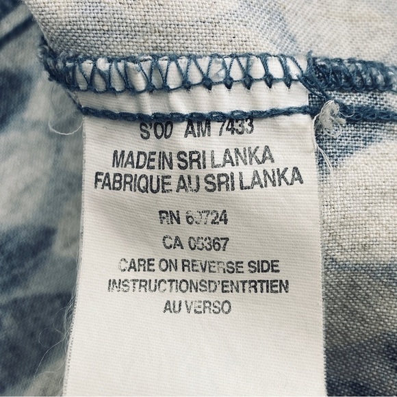 Columbia Linen Blend Shirt Mens XL Blue Leaf Print S/S Button Up Casual - Picture 9 of 10